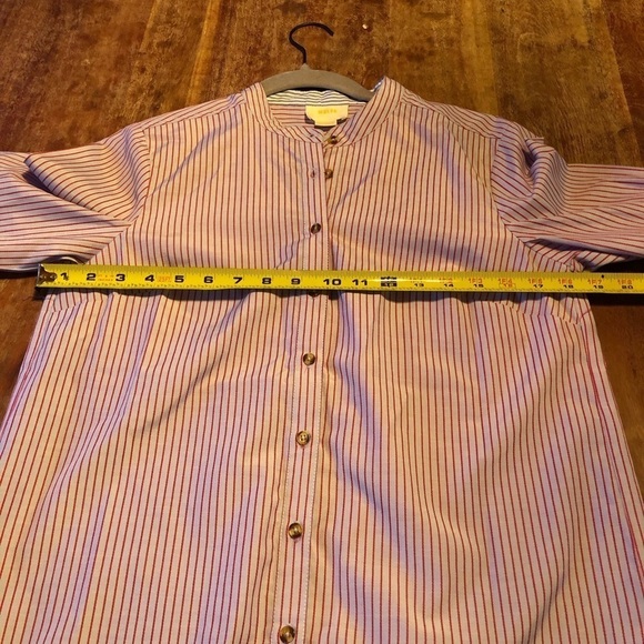 Maeve Stripe Fluted Bell Sleeve Button Down Blouse - Picture 7 of 7